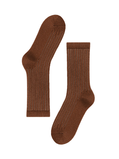 Socks Long Stripes Glitter - Brown